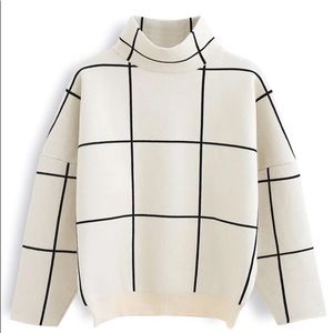 Grid Turtleneck Sweater